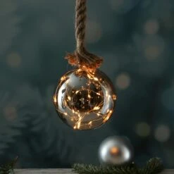 LED Glaskugel Deko Kugel Juteseil Beleuchtet Timer Rauchglas D: 14cm Weihnachten -Weihnachten Schmücken Geschäft 048cdf15 c528 4910 ae2a 458c14e1ced2