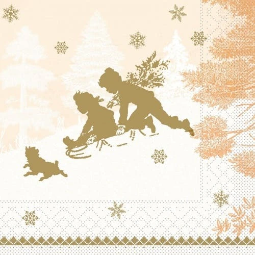 Mank Serviette Tissue Schlittenfahrt In Terrakotta, 33 X 33 Cm, 100 Stück - Weihnachten 1 Mank Serviette Tissue Schlittenfahrt In Terrakotta, 33 X 33 Cm, 100 Stück - Weihnachten