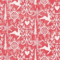 Mank XL Serviette Airlaid Bob In Rot, 48 X 48 Cm, 50 Stück - Weihnachten Rentiere Schneeflocken