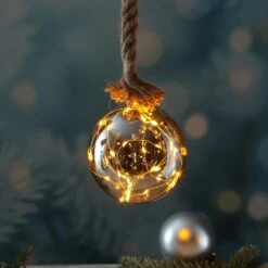 LED Glaskugel Deko Kugel Juteseil Beleuchtet Timer Rauchglas D: 14cm Weihnachten -Weihnachten Schmücken Geschäft 138903c1 ecd4 42aa be4b 359b8920a794