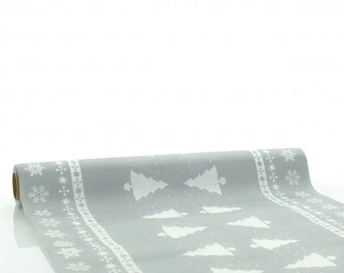 Sovie HOME Tischläufer White Tree In Silber Aus Linclass® Airlaid 40cm X 4,80m, 1 Stück - Weihnachten