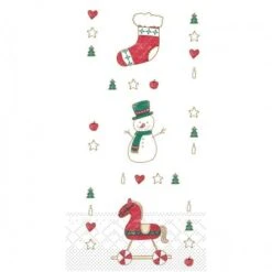 Mank Serviette Grace In Rot-Grün, 33 X 33 Cm, 1/8 Falz, 100 Stück - Weihnachten Schaukelpferd