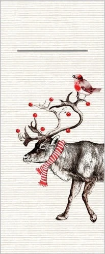 Mank Besteckservietten Airlaid Knut, 40 X 40 Cm, 1/8 Falz, 75 Stück - Bestecktaschen Weihnachten Rentier Vogel