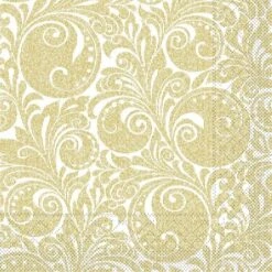 Mank Serviette Tissue Jordan In Gold, 33 X 33 Cm, 100 Stück - Weihnachten Ornamente Festlich
