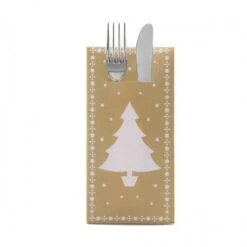 Sovie HOME Besteckserviette White Tree In Gold Aus Linclass® Airlaid 40 X 40 Cm, 12 Stück - Bestecktaschen Weihnachten