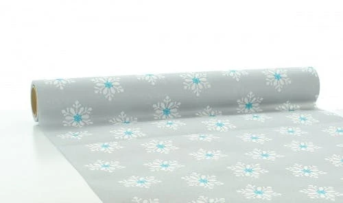 Sovie HOME Tischläufer Snowflakes In Silber-Türkis Aus Linclass® Airlaid 40cm X 4,80 M, 1 Stück - Weihnachten