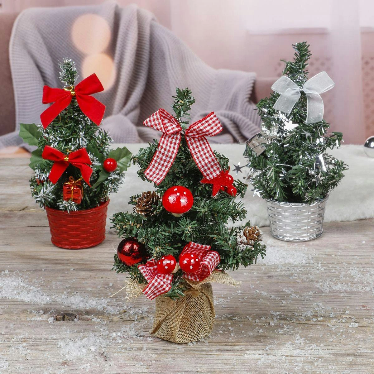 3er Set Mini Weihnachtsbäume Tannenbaum Geschmückt Tischdekoration Weihnachten 6 3er Set Mini Weihnachtsbäume Tannenbaum Geschmückt Tischdekoration Weihnachten – Bild 6