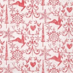 Mank Serviette Tissue Bob In Rot, 33 X 33 Cm, 100 Stück - Weihnachten Tannenbaum Rentier