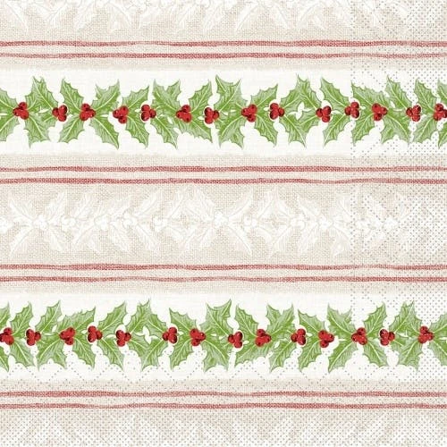 Mank Serviette Tissue Michael In Rot, 33 X 33 Cm, 100 Stück - Weihnachten Xmas Ilex-Zweige 3 Mank Serviette Tissue Michael In Rot, 33 X 33 Cm, 100 Stück - Weihnachten Xmas Ilex-Zweige – Bild 3