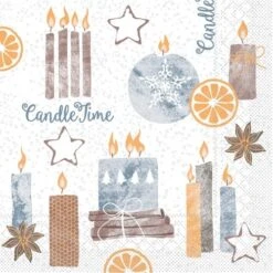 Mank Serviette Tissue Candle Time In Grau, 40 X 40 Cm, 100 Stück - Weihnachten
