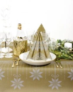 Mank Airlaid Tischdecke Mick In Gold-Schwarz, 120 X 220 Cm, 20 Stück - Mitteldecke Tischtuch Weihnachten