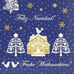 Mank Serviette Tissue Ella, 40 X 40 Cm, 100 Stück - Frohe Weihnachten Feliz Navidad