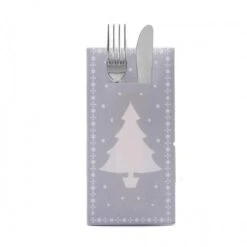 Sovie HOME Besteckserviette White Tree In Silber Aus Linclass® Airlaid 40 X 40 Cm, 12 Stück - Bestecktaschen Weihnachten