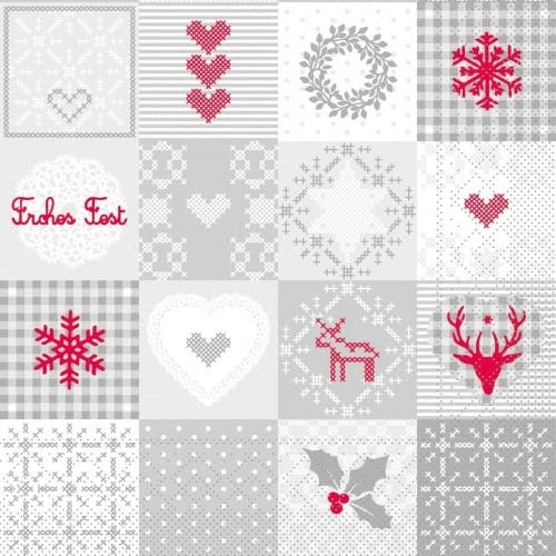 Mank Serviette Tissue Luke Rot-Blau, 40x40 Cm, 100 Stück - Weihnachten Patchwork Ornamente Rentier 3 Mank Serviette Tissue Luke Rot-Blau, 40x40 Cm, 100 Stück - Weihnachten Patchwork Ornamente Rentier – Bild 3