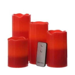 LED Kerzenset Adventskerzen Weihnachten 3D Flamme 4 Größen Timer Rot 4 Stück -Weihnachten Schmücken Geschäft d06dc992 0ec8 4b74 881c 2777bc1e78ea