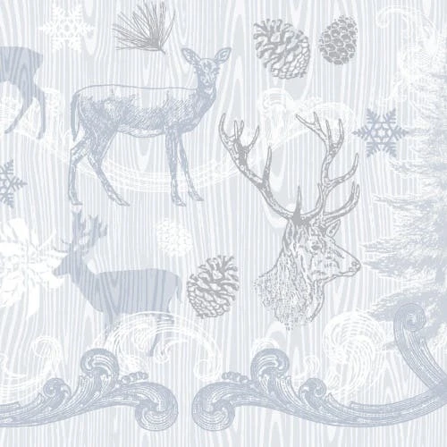 Mank Serviette Airlaid Bruno In Grau-Silber, 40 X 40 Cm, 50 Stück - Weihnachten Hirsch Rankenmotiv 1 Mank Serviette Airlaid Bruno In Grau-Silber, 40 X 40 Cm, 50 Stück - Weihnachten Hirsch Rankenmotiv