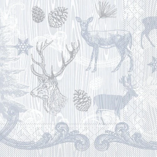 Mank Serviette Tissue Bruno In Grau-Silber, 40 X 40 Cm, 100 Stück - Weihnachten Hirsch Tannenzapfen 2 Mank Serviette Tissue Bruno In Grau-Silber, 40 X 40 Cm, 100 Stück - Weihnachten Hirsch Tannenzapfen – Bild 2