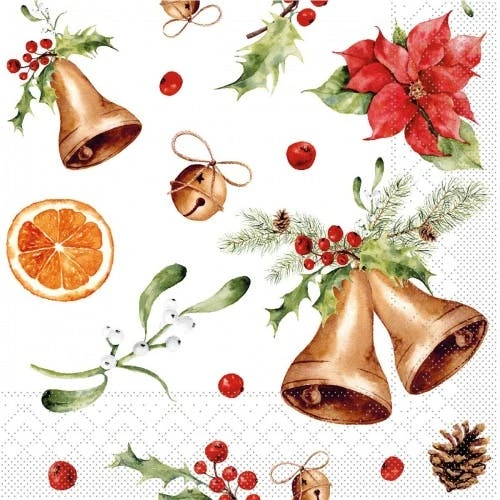 Mank XL Serviette Airlaid Marianne, 48 X 48 Cm, 50 Stück - Weihnachten Ilex Zweige Glöckchen Orangen 2 Mank XL Serviette Airlaid Marianne, 48 X 48 Cm, 50 Stück - Weihnachten Ilex Zweige Glöckchen Orangen – Bild 2