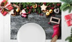 Tischsets | Platzsets - Weihnachten - Roter Strumpf Mit Zweigen Und Deko - 12 Stück Aus Premium Papier – Die Tischdekoration Für Die Weihnachtszeit -Weihnachten Schmücken Geschäft f819c24d 7e33 4957 a2d7 74ff98f1fb50