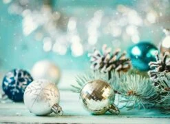 Tischsets | Platzsets - Weihnachten - Christbaumkugeln In Türkis Und Silber - 12 Stück Aus Premium Papier – Die Tischdekoration Für Die Weihnachtszeit